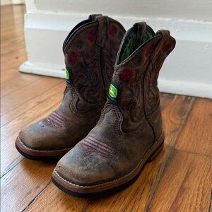 Brown John Deere Embroidered Cowboy Boots toddler 7